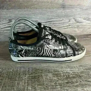 FS/NY Black Animal Hampton Leather Sneakers French Sole